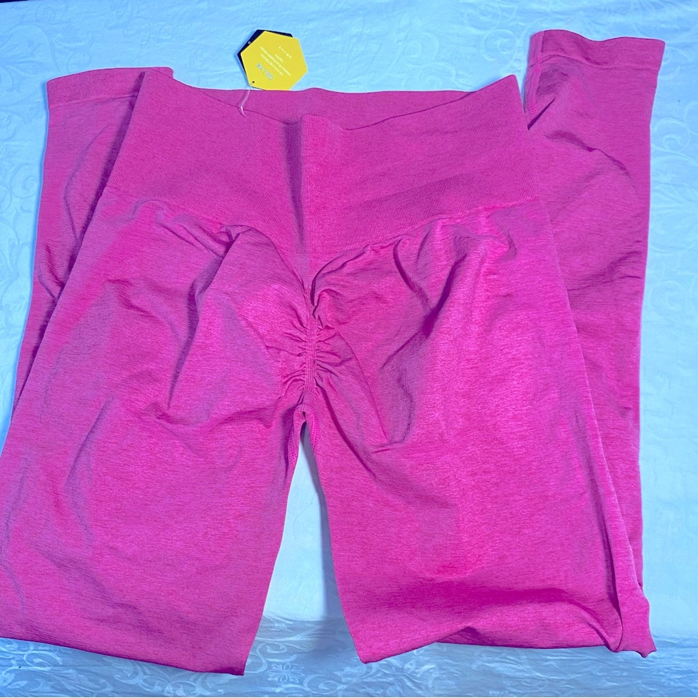 NWT Gillya Scrunch Butt Compression Leggings Barbie Pink Brand New Thick Smooth